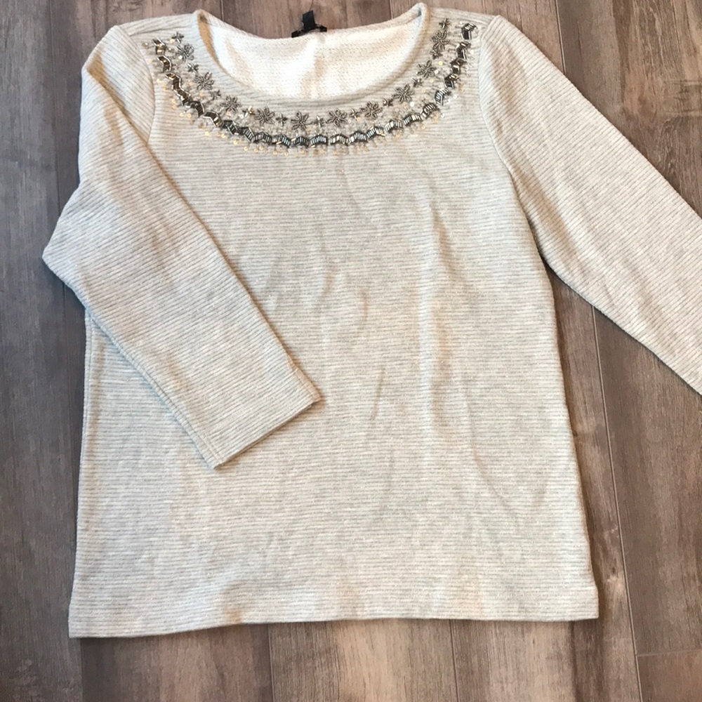 TALBOTS long sleeve shirt beaded neckline - winter